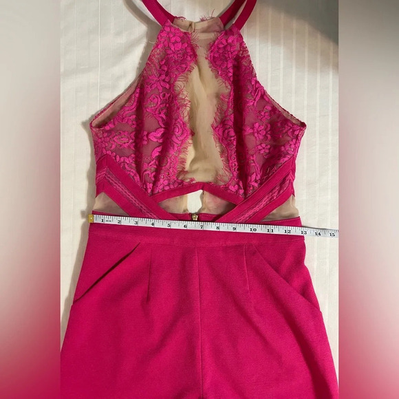 Luxxel Sexy pink lace see through romper. Small. K1 - Picture 11 of 15